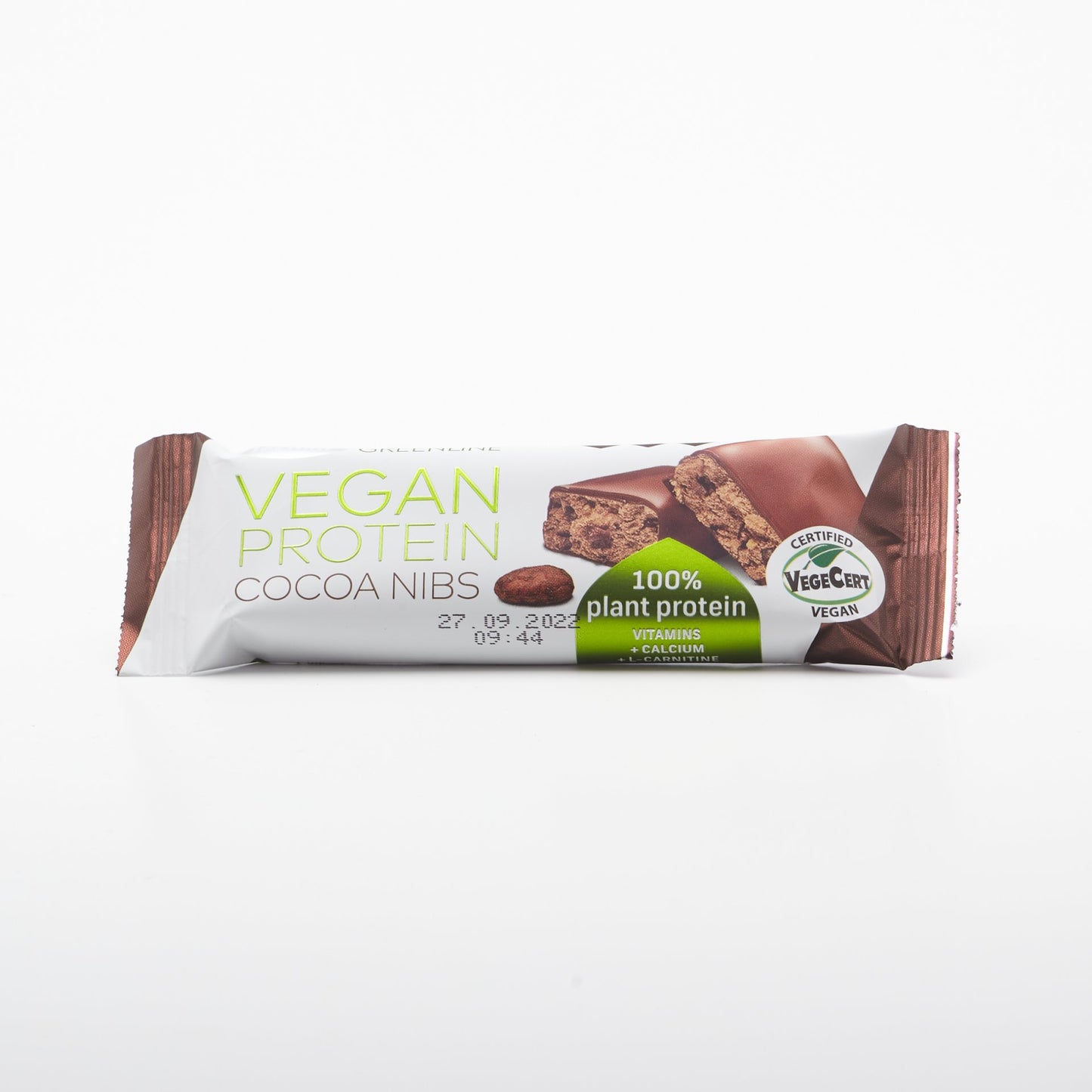 Vegan protein cocoa nibs 40g.